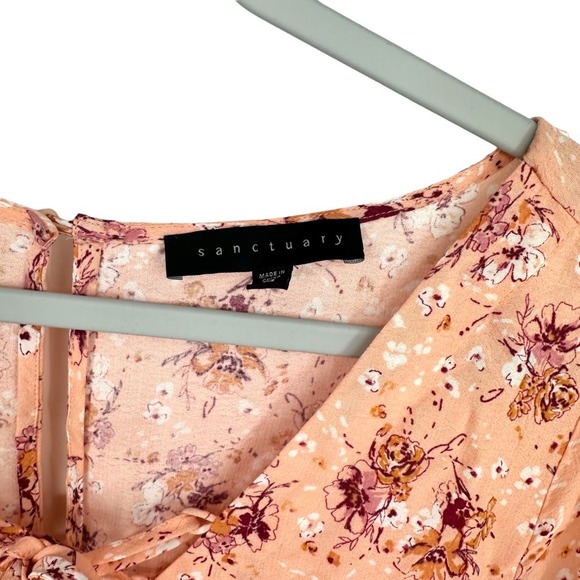 Sanctuary Peach Pink Multi Color Floral Pattern Romper Medium - Picture 3 of 3
